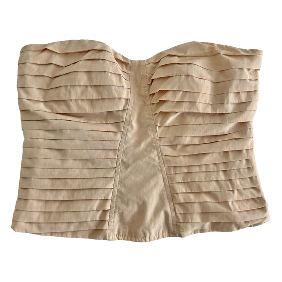Silence + Noise Strapless Bustier Top Pleated Side Zip Strretch Back Size Large - Picture 13 of 14
